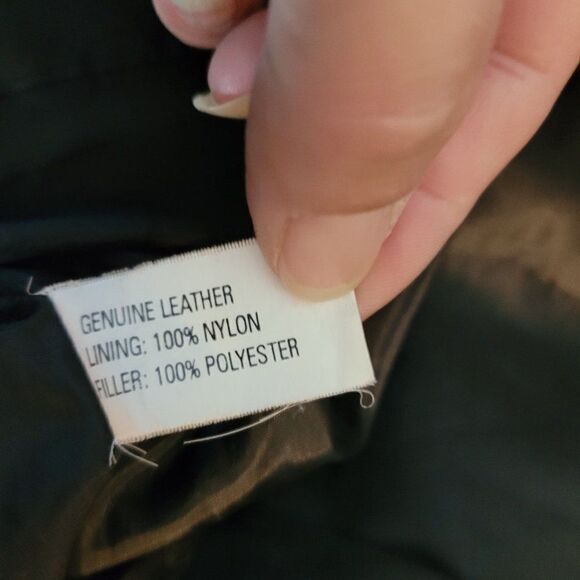 Vintage 80's Oscar Piel Leather Blazer Jacket Button Down Pockets Black Sz L - Picture 8 of 9